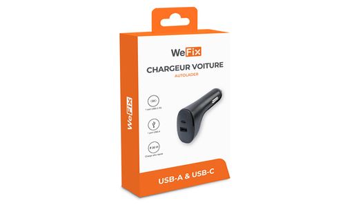 Carregador Isqueiro Duplo WeFix USB-C + USB- A 38W - Preto Online Hot Sale