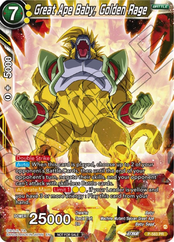 Great Ape Baby, Golden Rage (Zenkai Series Tournament Pack Vol.7) (P-583) [Tournament Promotion Cards] Online Sale